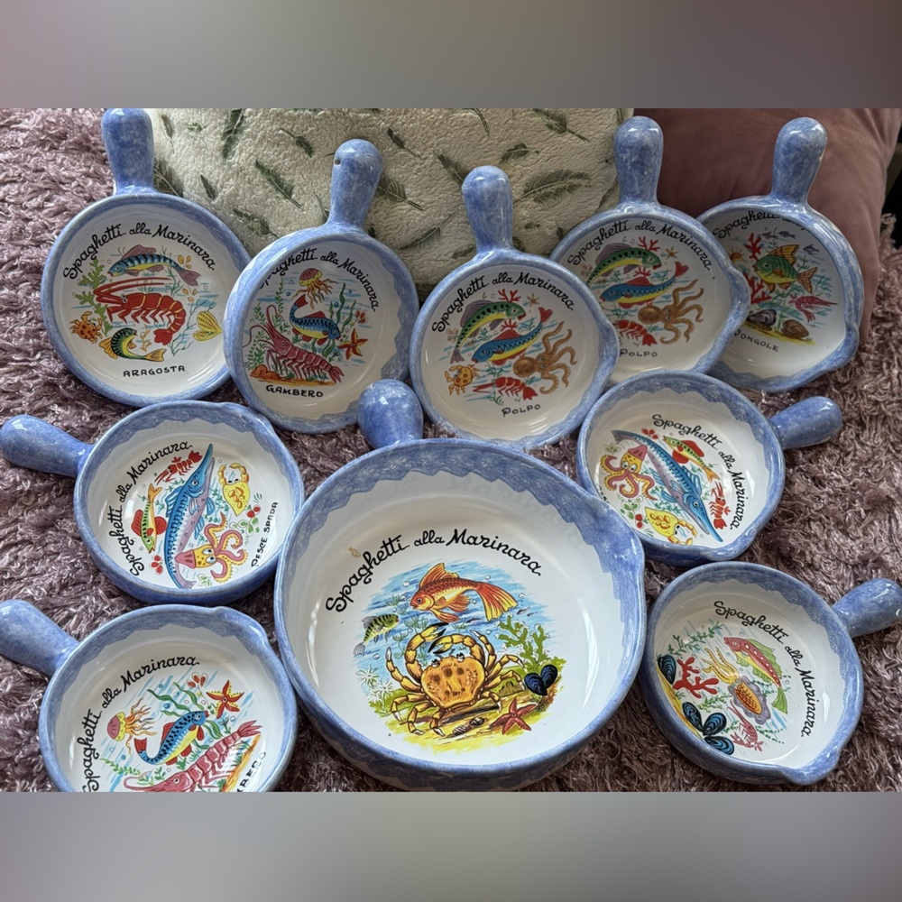 Handcrafted Italian Ceramic Pasta Bowls - Blue